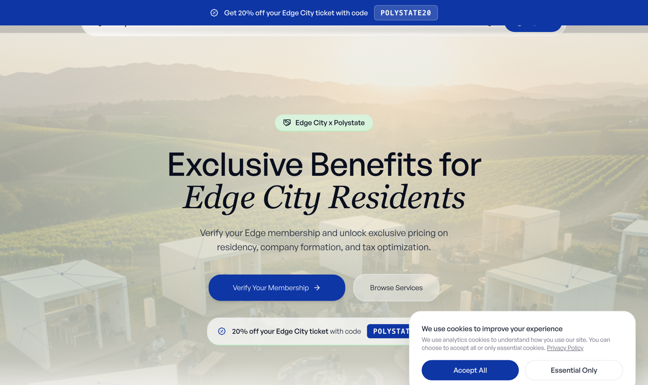 Edge City co-branded benefits page on Polystate